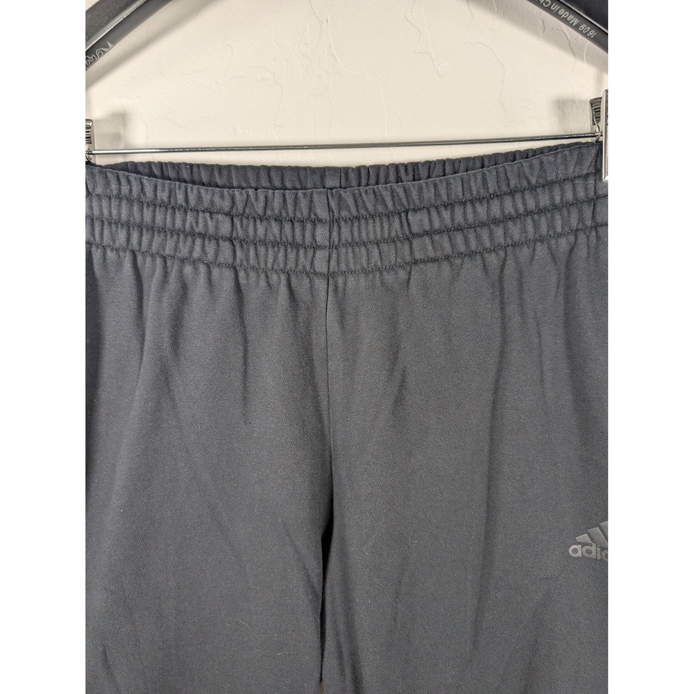 Adidas Pants Womens Medium Black Fleece Jogger Sweatpants Pink Leg Logo - Picture 3 of 14